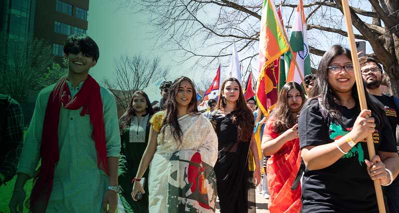 International Ƶ students partake in a celebration during International Week